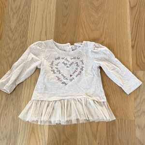 Little Lass Cream Heart Long Sleeve Tee
